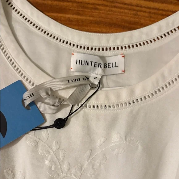 NWT Hunter Bell Womens Marley White Lace Embroidered Flutter Sleeve Sun Dress 8 - Picture 9 of 13